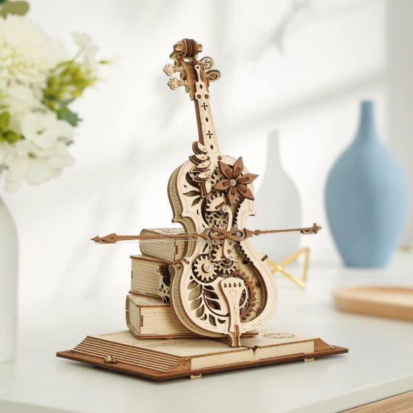 Robotime ROKR Magic Cello Mechanical Music Box Moveable Stem Funny Creative Toys For Child Girls 3D Wooden Puzzle AMK63 - Image 5