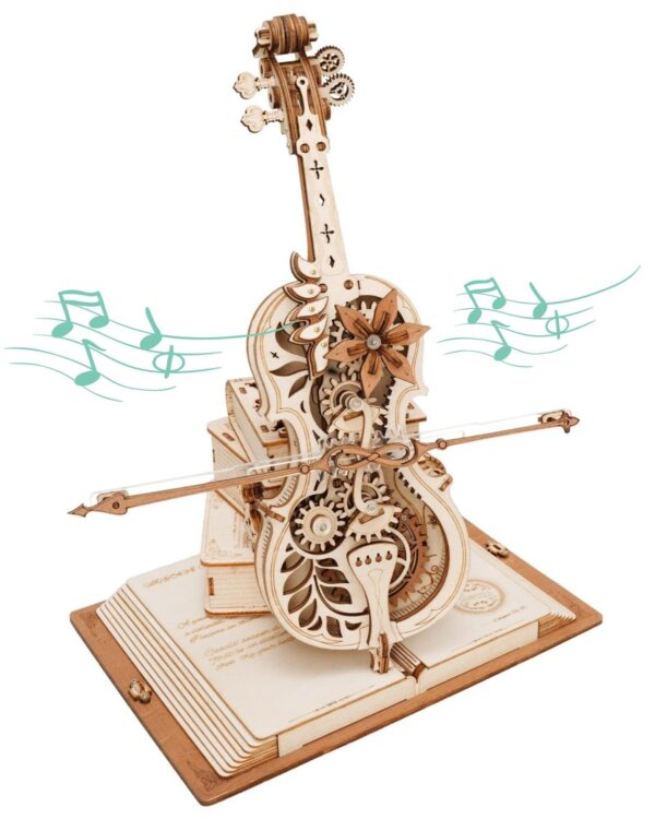 Robotime ROKR Magic Cello Mechanical Music Box Moveable Stem Funny Creative Toys For Child Girls 3D Wooden Puzzle AMK63 - Image 4